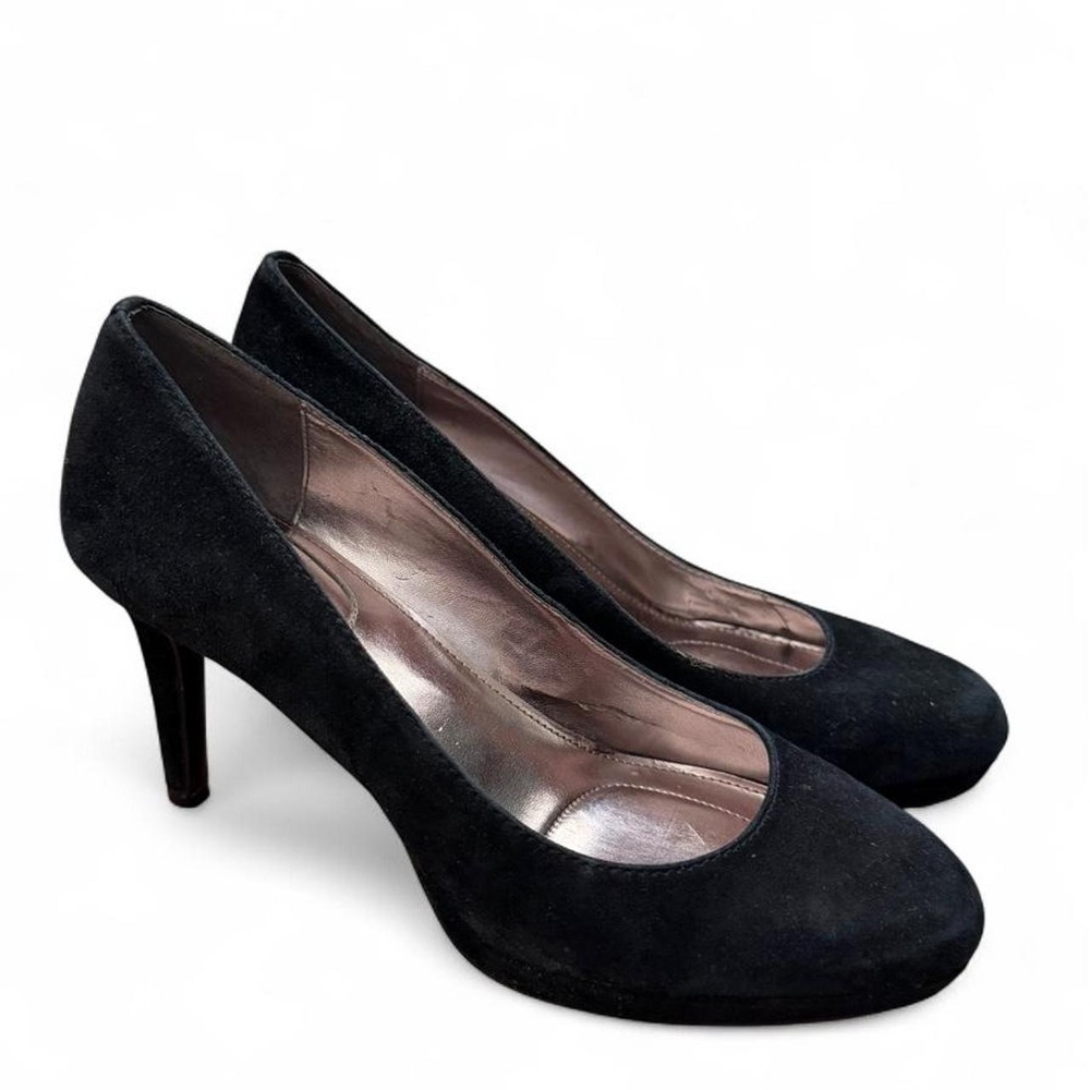 Calvin Klein Odette Black Suede Platform Pumps Heels Size 7.5M F2080 H10